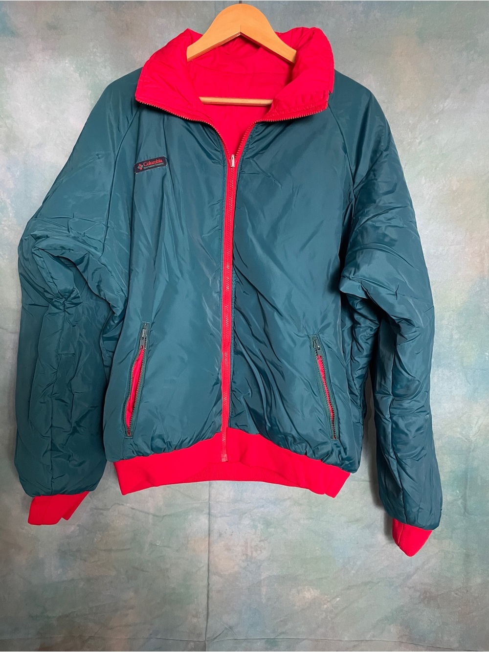 Columbia Teal Jacket with Red Trim
